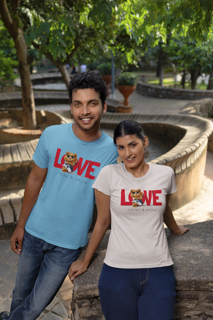 Love Teddy Relax and Enjoy 2.0 Front - Unisex Erwachsenen Bio Baumwolle Kurzarm Shirt Creator T-Shirt 2.0 ST/St SH