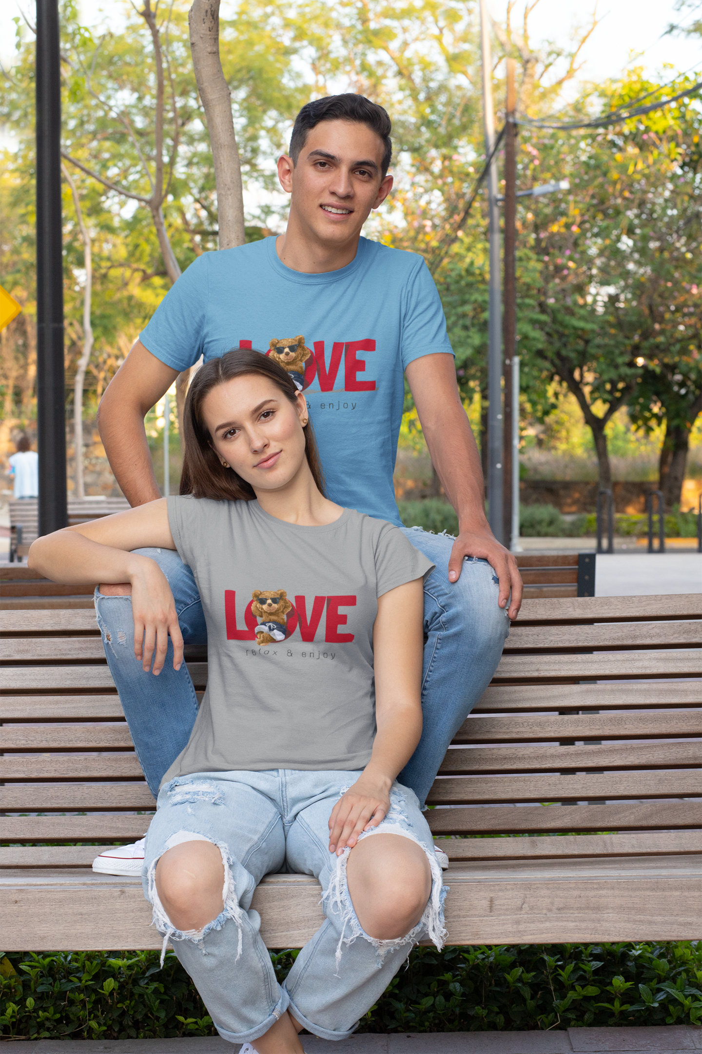 Love Teddy Relax and Enjoy Front - Unisex Erwachsenen Bio Creator T-Shirt SH