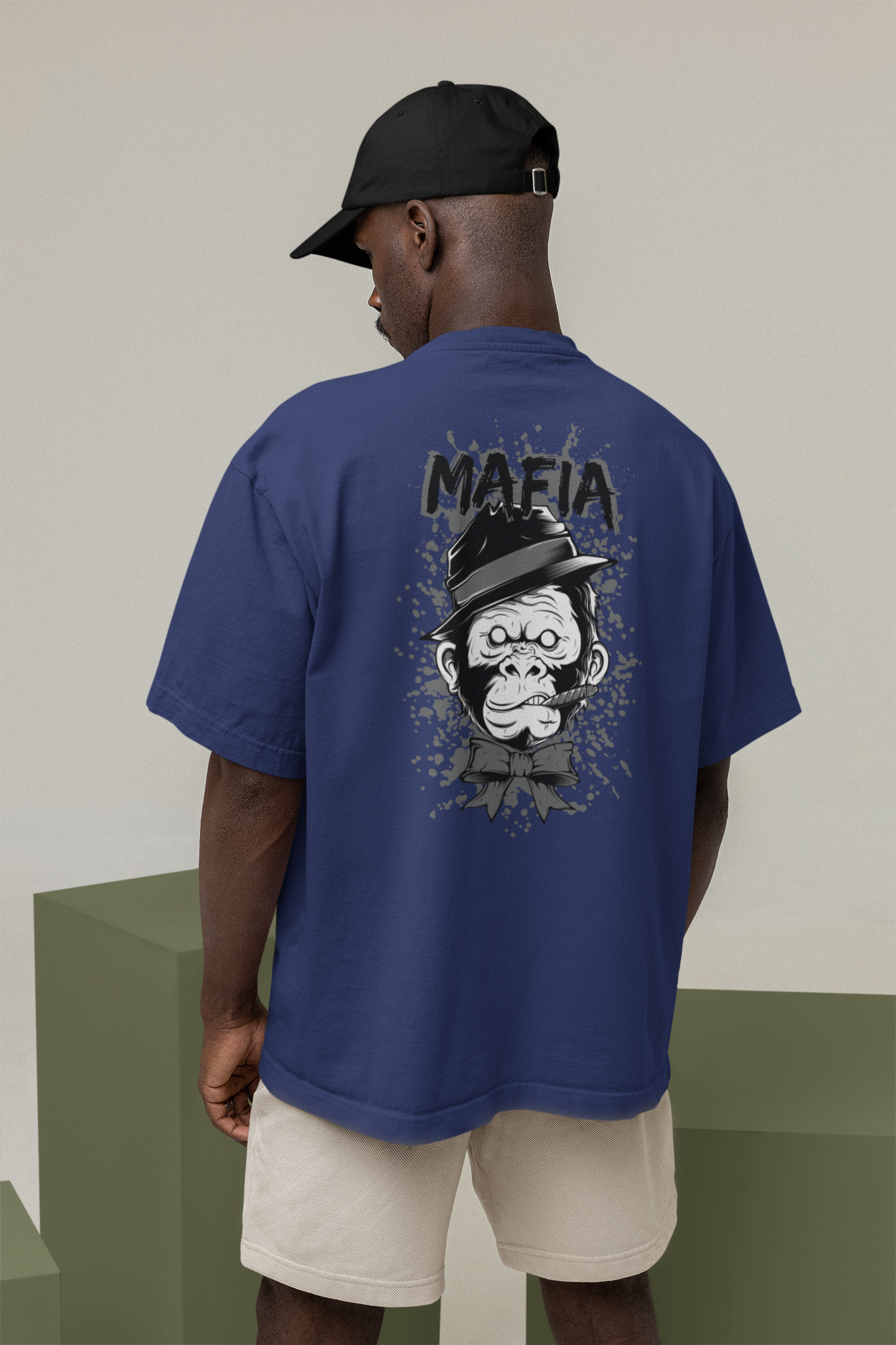 MAFIA MONKEY Streetwear Backprint - Freestyler Bio Oversized Unisex T-Shirt Erwachsenen SH