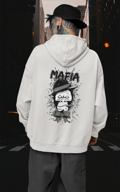 MAFIA MONKEY Streetwear Estampado en la espalda - Sudadera con capucha unisex extragrande orgánica Slammer para adultos SH - Sudadera con capucha unisex extragrande orgánica 2.0