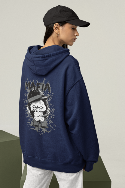 MAFIA MONKEY Streetwear Estampado en la espalda - Sudadera con capucha unisex extragrande orgánica Slammer para adultos SH - Sudadera con capucha unisex extragrande orgánica 2.0