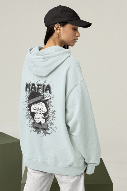 MAFIA MONKEY Streetwear Estampado en la espalda - Sudadera con capucha unisex extragrande orgánica Slammer para adultos SH - Sudadera con capucha unisex extragrande orgánica 2.0