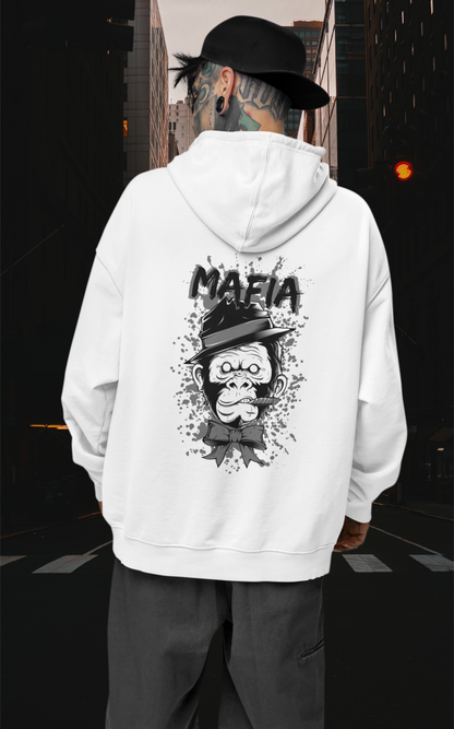 MAFIA MONKEY Streetwear Estampado en la espalda - Sudadera con capucha unisex extragrande orgánica Slammer para adultos SH - Sudadera con capucha unisex extragrande orgánica 2.0