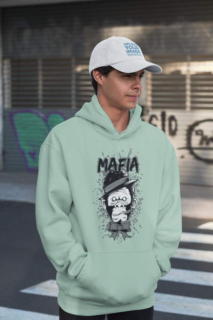 MAFIA MONKEY Streetwear Estampado Frontal - Sudadera con capucha unisex extragrande orgánica Slammer para adultos SH - Sudadera con capucha unisex extragrande orgánica 2.0