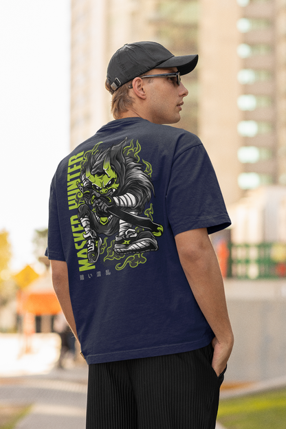 MASKED HUNTER Green Warrior Streetwear Backprint - Freestyler Bio Oversized Unisex T-Shirt Erwachsenen SH