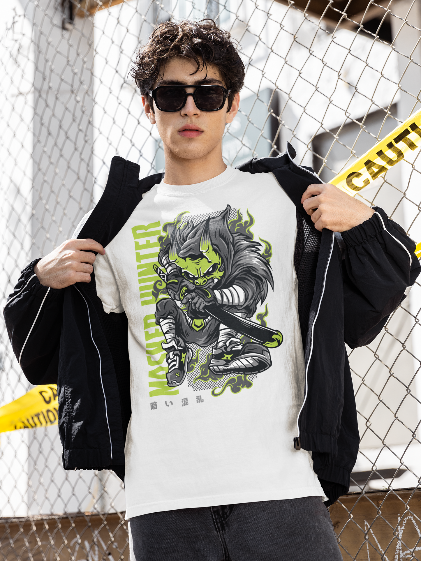 MASKED HUNTER Warrior Green Kryot Streetwear Frontprint - Creator Bio T-Shirt Adult SH