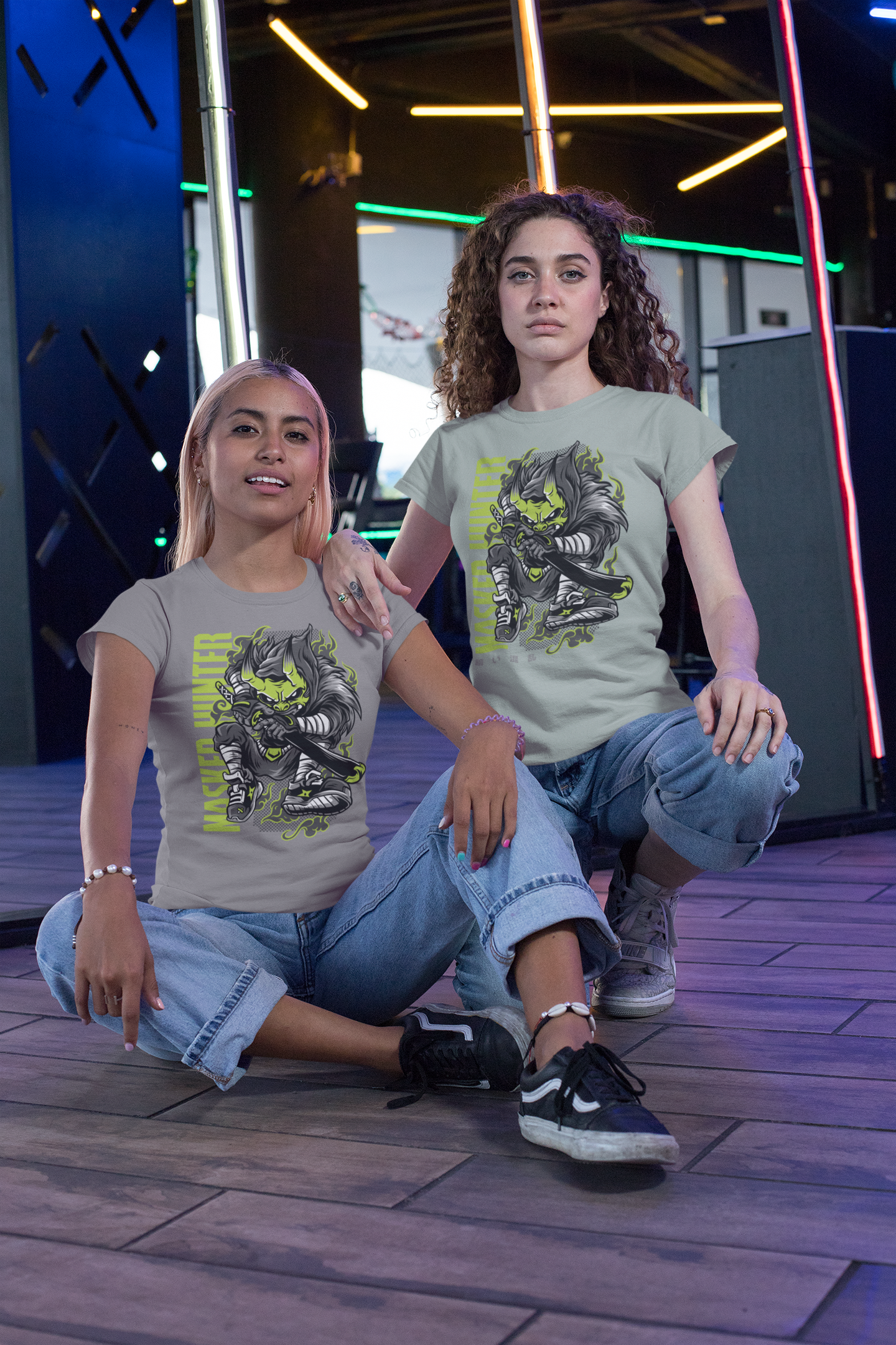 MASKED HUNTER Warrior Green Kryot Streetwear Frontprint - Creator Bio T-Shirt Adult SH