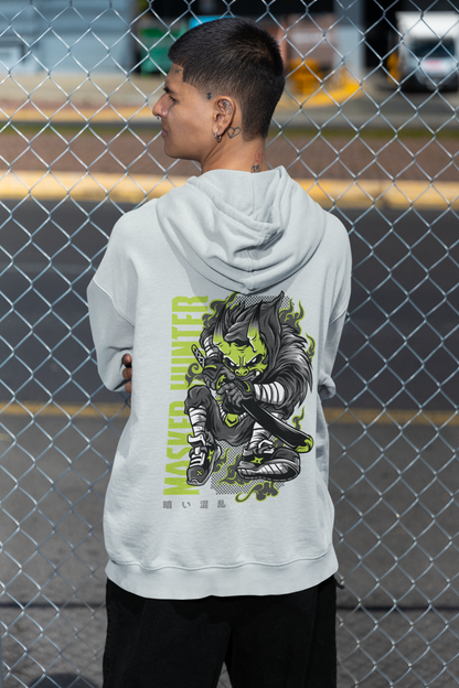 MASKED HUNTER Warrior Green Kryot Streetwear - Slammer Bio Oversized Unisex Hoodie Erwachsenen SH