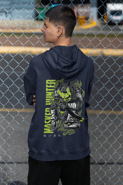 MASKED HUNTER Warrior Green Kryot Streetwear - Slammer Bio Oversized Unisex Hoodie Erwachsenen SH