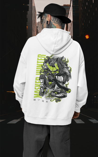 MASKED HUNTER Warrior Green Kryot Streetwear - Slammer Bio Oversized Unisex Hoodie Erwachsenen SH