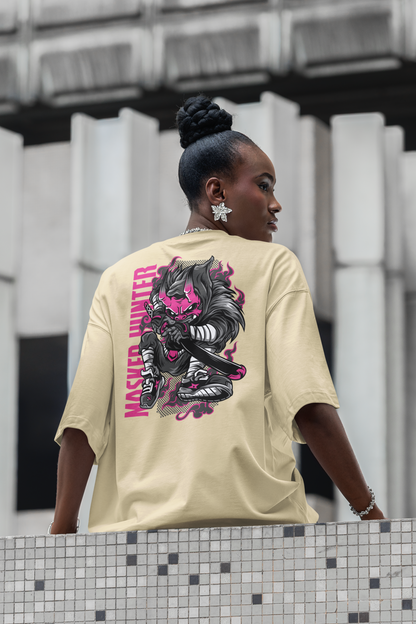 MASKED HUNTER Warrior Streetwear Backprint - Freestyler Bio Oversized Unisex T-Shirt Erwachsene SH