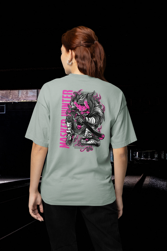 MASKED HUNTER Warrior Streetwear Backprint - Freestyler Bio Oversized Unisex T-Shirt Erwachsene SH