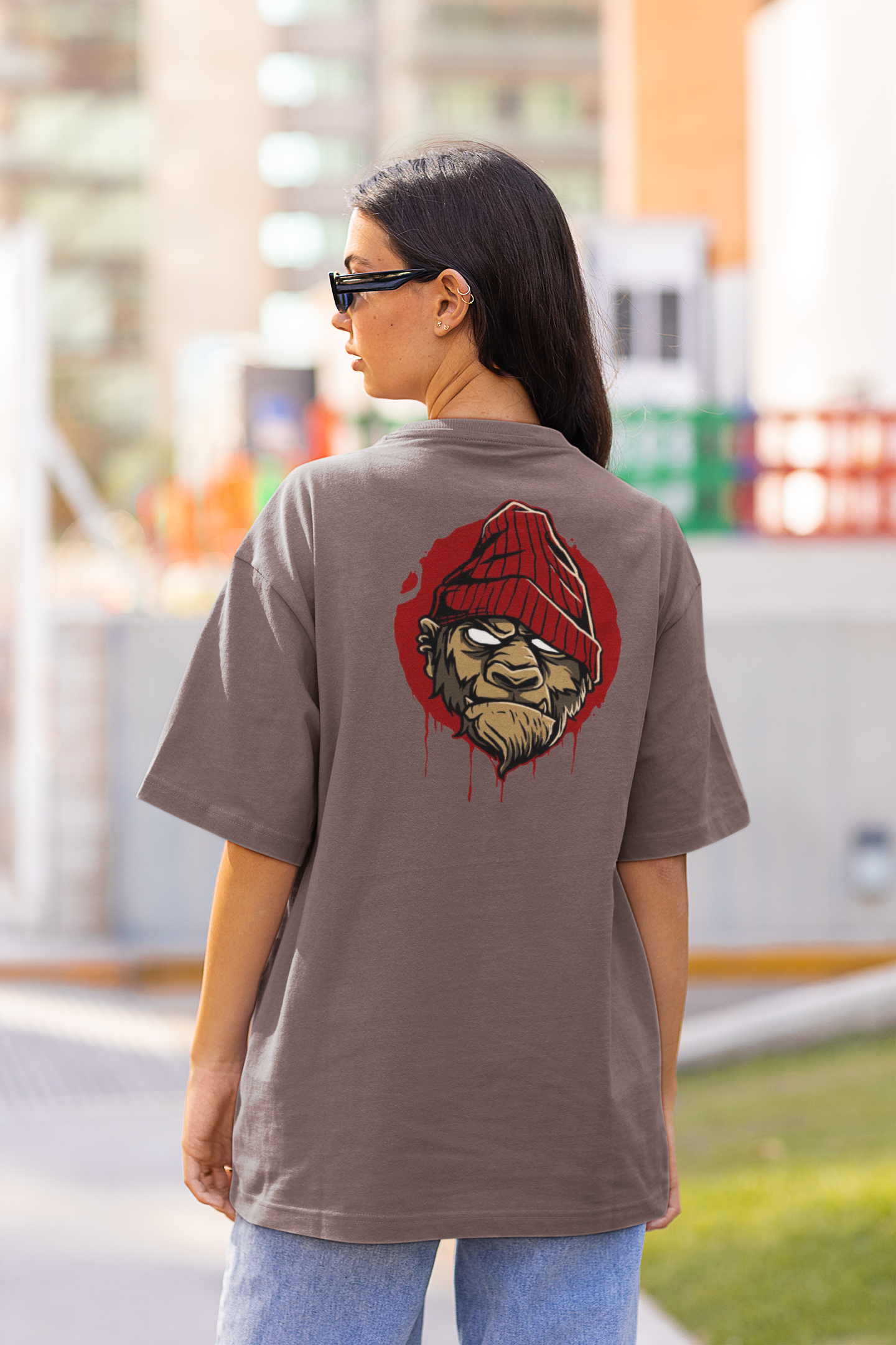 MONKEY BOSS Streetwear Backprint - Freestyler Bio Oversized Unisex T-Shirt Erwachsenen SH