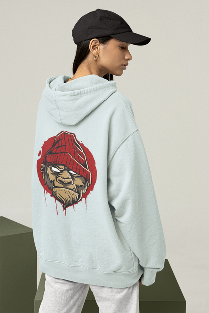 Sudadera unisex extragrande de algodón orgánico con estampado en la espalda de MONKEY BOSS Streetwear - SH - Sudadera unisex extragrande de algodón orgánico 2.0