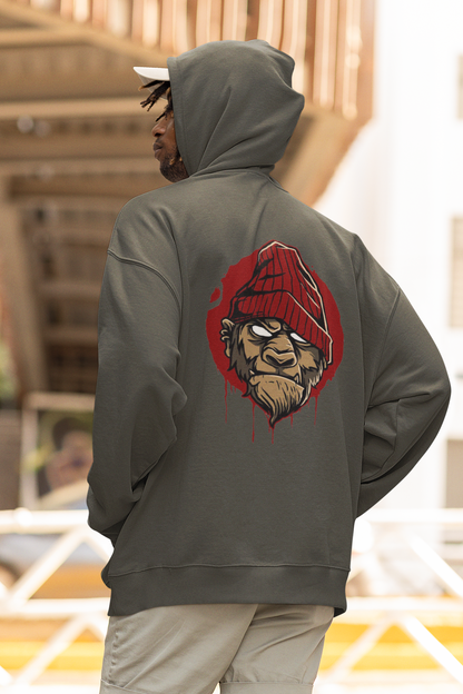 Sudadera unisex extragrande de algodón orgánico con estampado en la espalda de MONKEY BOSS Streetwear - SH - Sudadera unisex extragrande de algodón orgánico 2.0