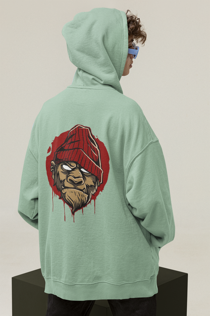 Sudadera unisex extragrande de algodón orgánico con estampado en la espalda de MONKEY BOSS Streetwear - SH - Sudadera unisex extragrande de algodón orgánico 2.0
