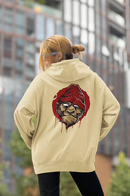 Sudadera unisex extragrande de algodón orgánico con estampado en la espalda de MONKEY BOSS Streetwear - SH - Sudadera unisex extragrande de algodón orgánico 2.0