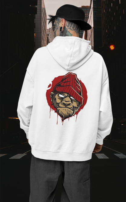 Sudadera unisex extragrande de algodón orgánico con estampado en la espalda de MONKEY BOSS Streetwear - SH - Sudadera unisex extragrande de algodón orgánico 2.0