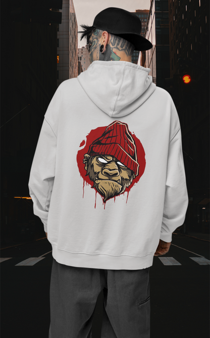 Sudadera unisex extragrande de algodón orgánico con estampado en la espalda de MONKEY BOSS Streetwear - SH - Sudadera unisex extragrande de algodón orgánico 2.0