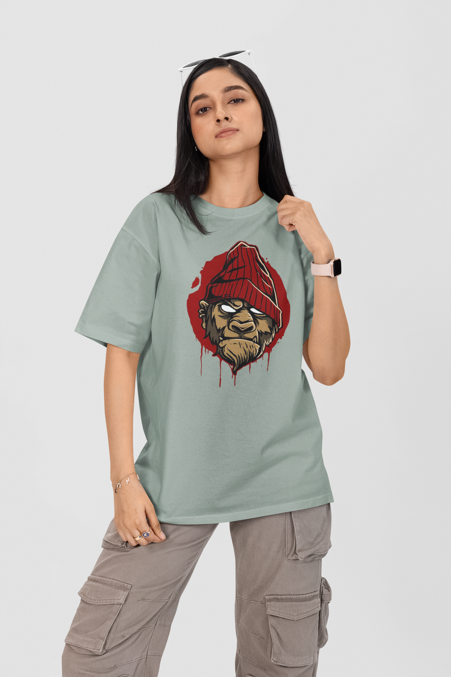 MONKEY BOSS Streetwear Frontprint - Freestyler Bio Oversized Unisex T-Shirt Erwachsene SH