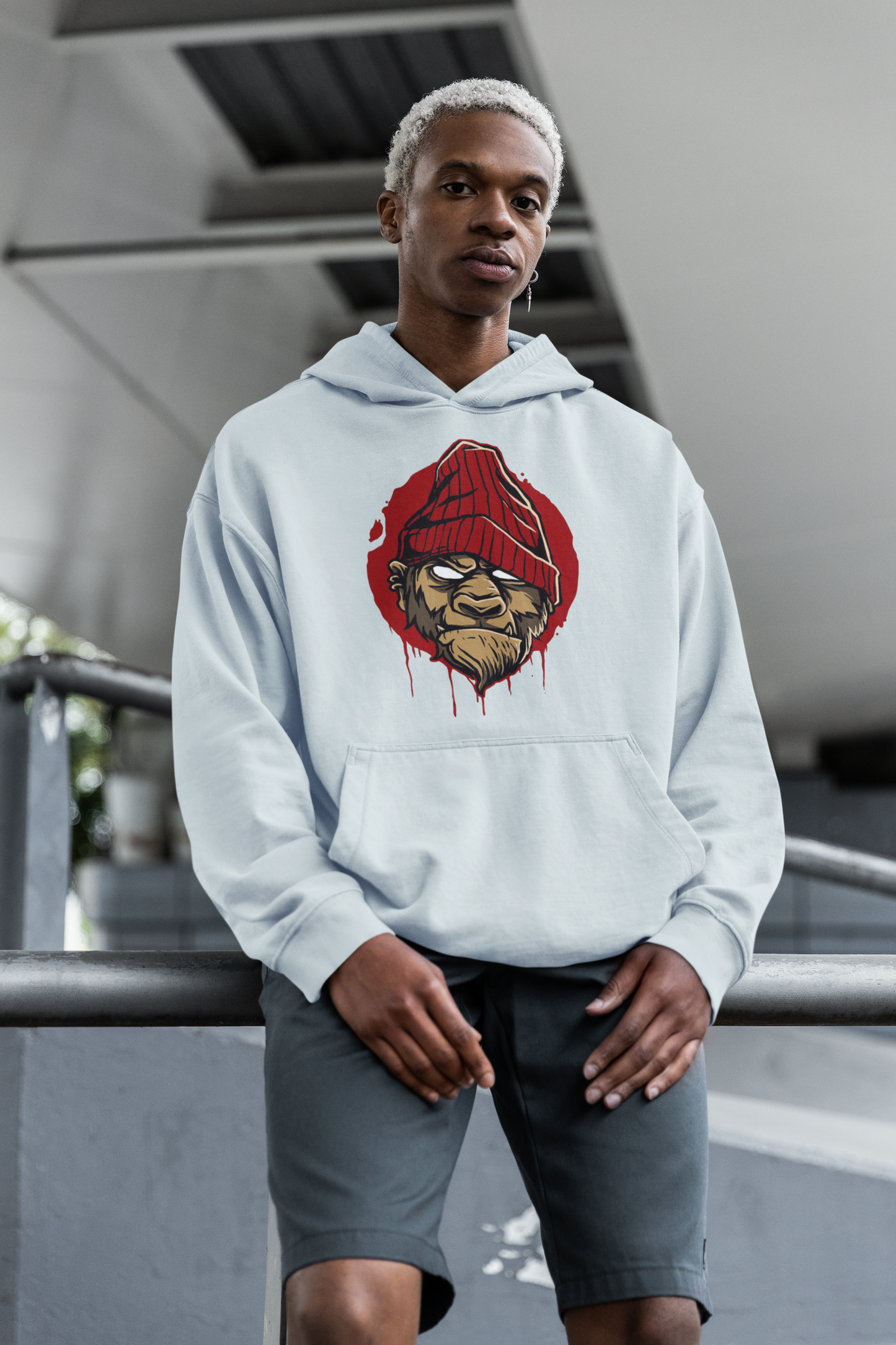 Sudadera con capucha unisex extragrande de algodón orgánico MONKEY BOSS Streetwear con estampado frontal - Slammer - Sudadera con capucha extragrande de algodón orgánico unisex 2.0