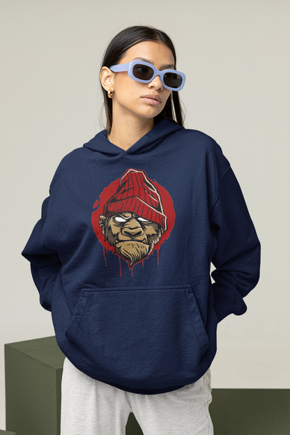Sudadera con capucha unisex extragrande de algodón orgánico MONKEY BOSS Streetwear con estampado frontal - Slammer - Sudadera con capucha extragrande de algodón orgánico unisex 2.0