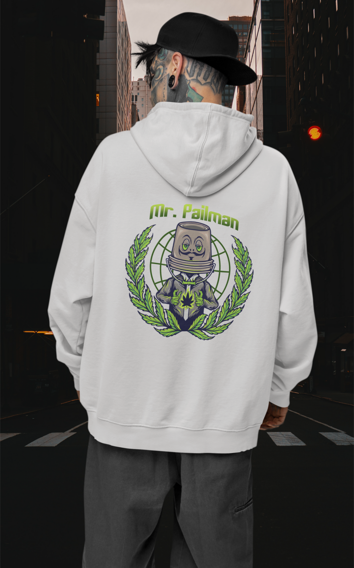 MR PAILMAN Sudadera con capucha unisex extragrande orgánica con estampado en la espalda Slammer para adultos SH - Sudadera con capucha unisex extragrande orgánica 2.0