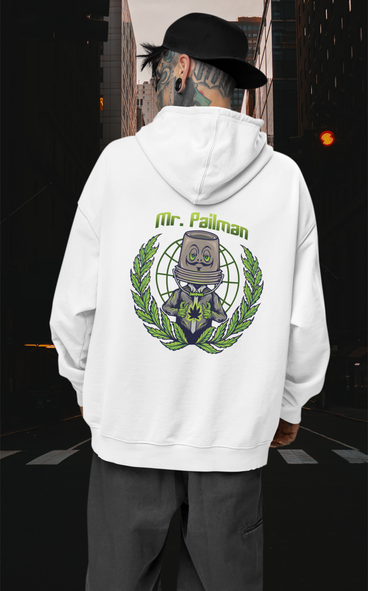 MR PAILMAN Sudadera con capucha unisex extragrande orgánica con estampado en la espalda Slammer para adultos SH - Sudadera con capucha unisex extragrande orgánica 2.0