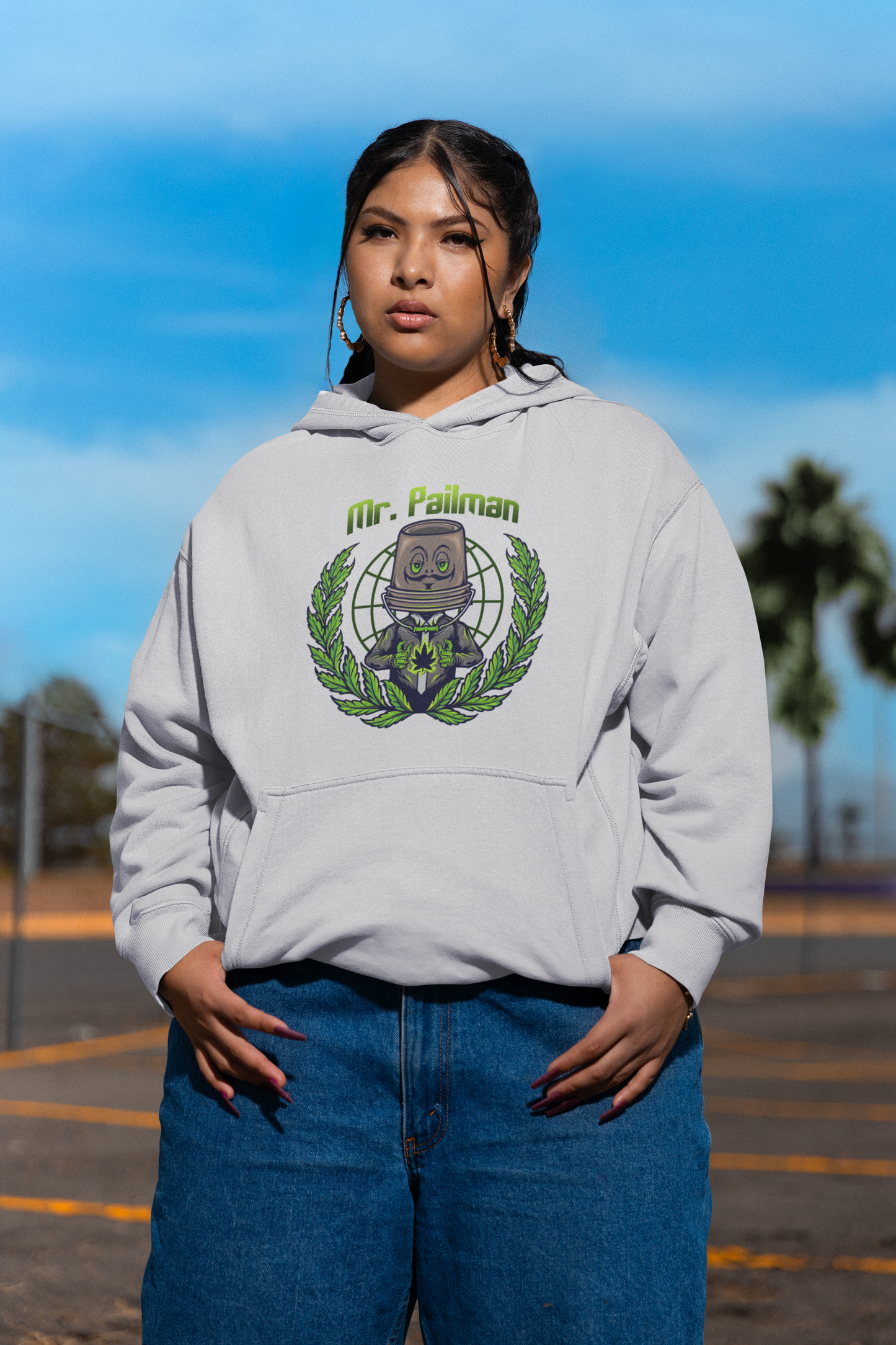 Sudadera unisex extragrande de algodón orgánico con estampado frontal de MR PAILMAN Streetwear - Slammer - Sudadera unisex extragrande de algodón orgánico 2.0