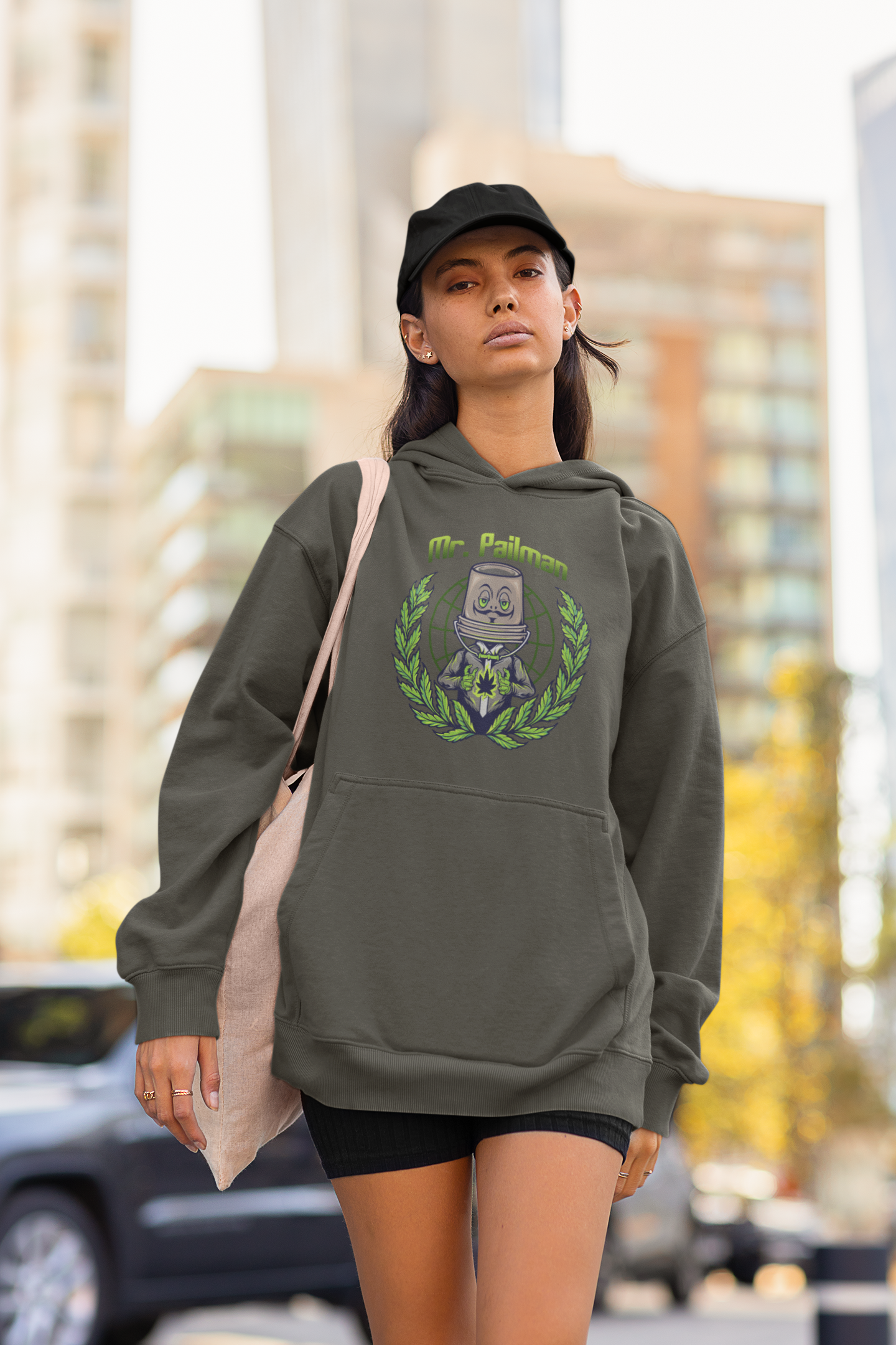 Sudadera unisex extragrande de algodón orgánico con estampado frontal de MR PAILMAN Streetwear - Slammer - Sudadera unisex extragrande de algodón orgánico 2.0