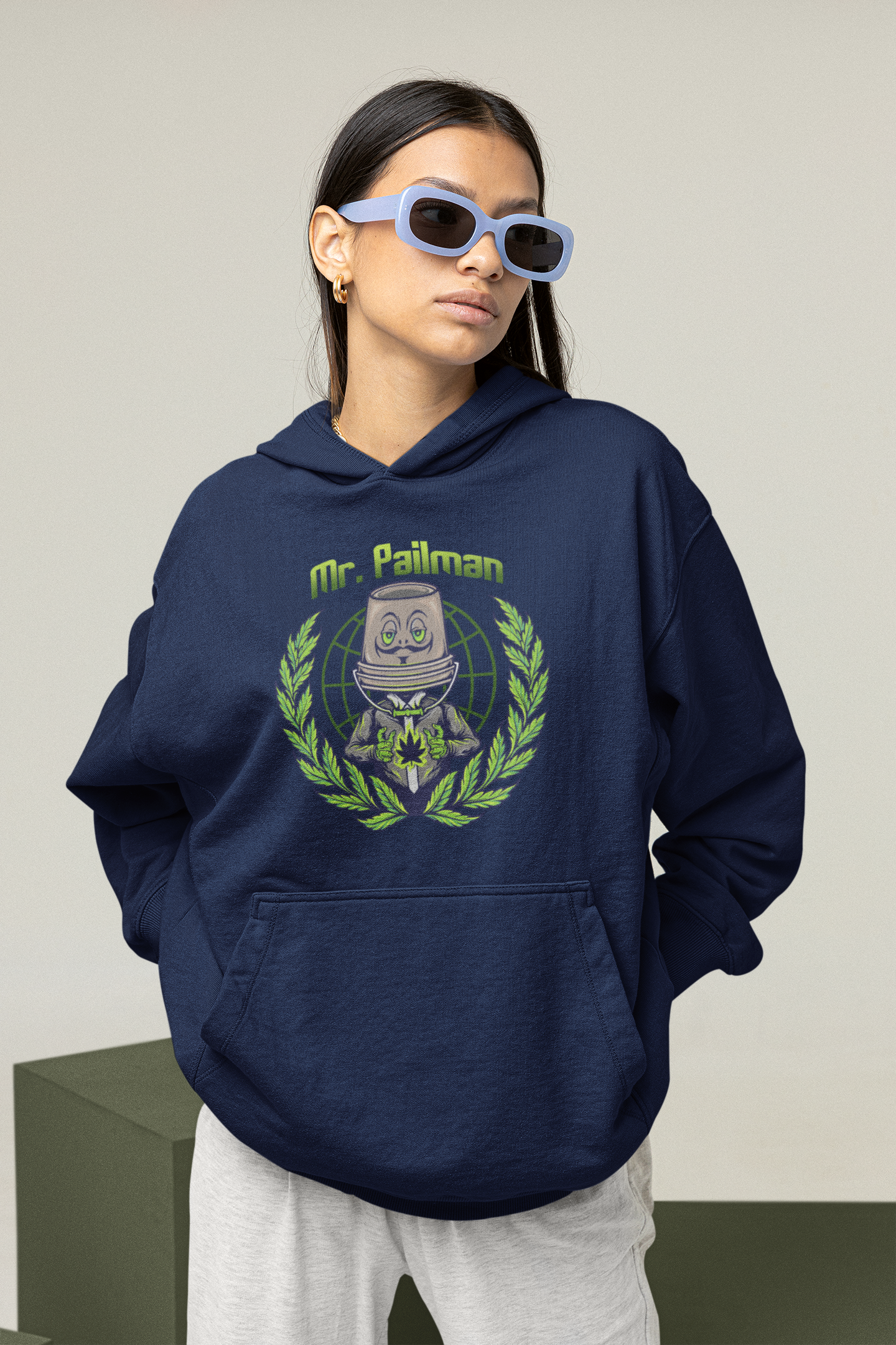Sudadera unisex extragrande de algodón orgánico con estampado frontal de MR PAILMAN Streetwear - Slammer - Sudadera unisex extragrande de algodón orgánico 2.0