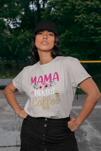 Mama needs Coffee Front - Unisex Erwachsenen Bio Baumwolle Kurzarm Shirt Creator T-Shirt 2.0 ST/ST SH