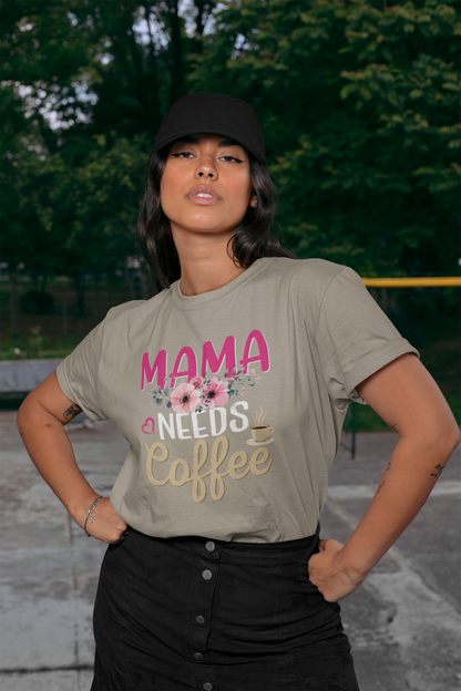 Mama needs Coffee Front - Unisex Erwachsenen Bio Baumwolle Kurzarm Shirt Creator T-Shirt 2.0 ST/ST SH