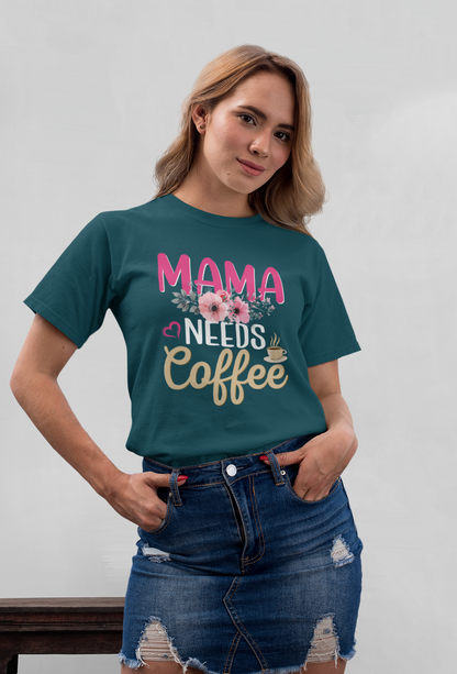 Mama needs Coffee Front - Unisex Erwachsenen Bio Baumwolle Kurzarm Shirt Creator T-Shirt 2.0 ST/ST SH