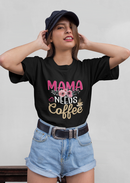 Mama needs Coffee Front - Unisex Erwachsenen Bio Baumwolle Kurzarm Shirt Creator T-Shirt 2.0 ST/ST SH