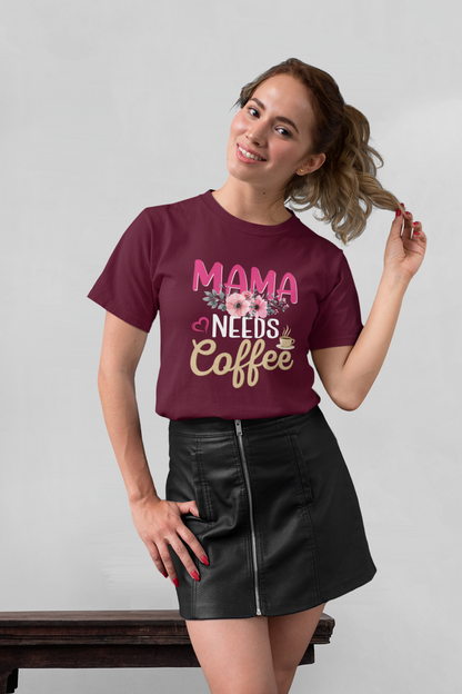 Mama needs Coffee Front - Unisex Erwachsenen Bio Baumwolle Kurzarm Shirt Creator T-Shirt 2.0 ST/ST SH