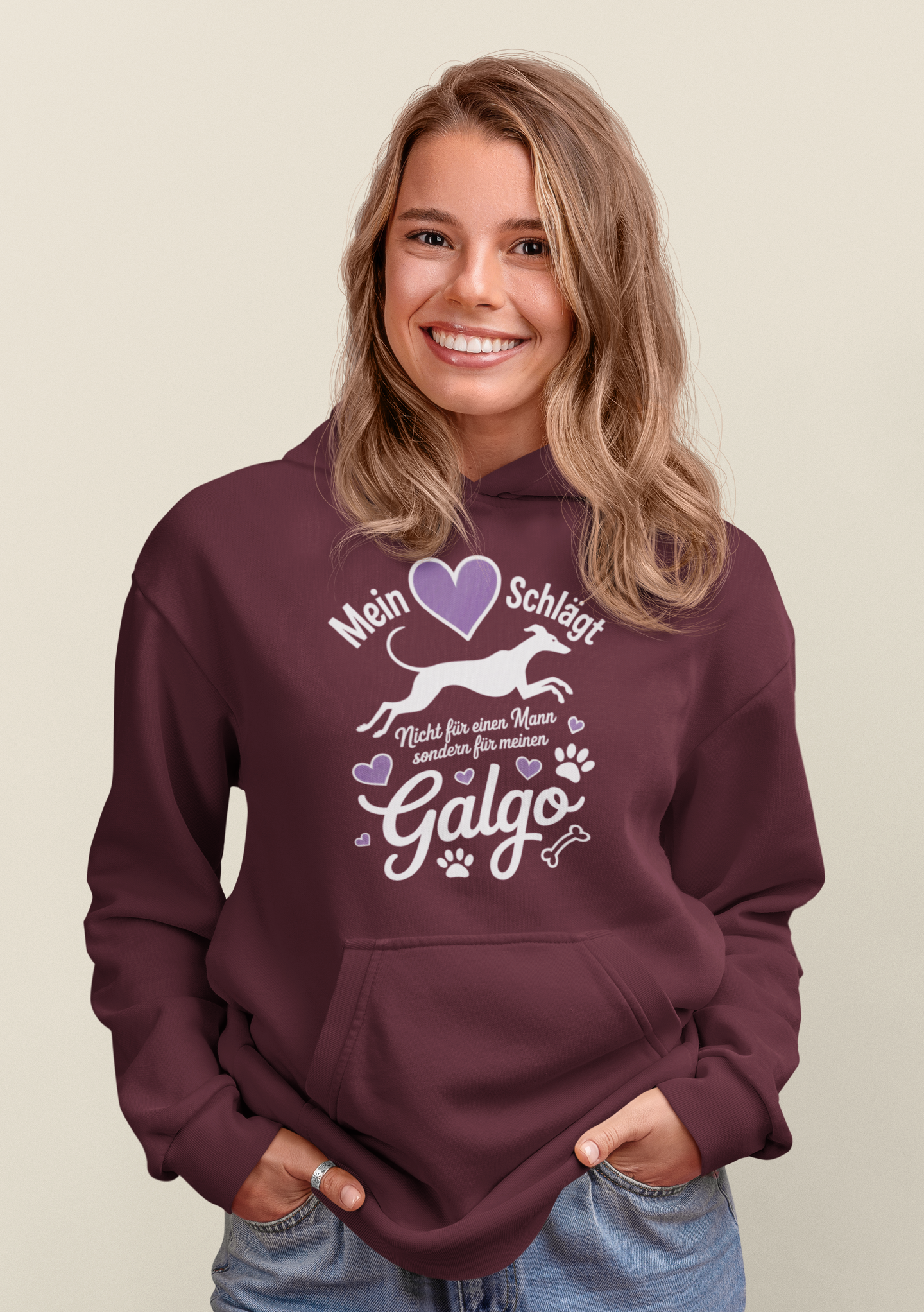 Mein Herz schlägt für mein Galgo - Unisex Erwachsenen Bio Organic Cruiser Hoodie 2.0 ST/ST