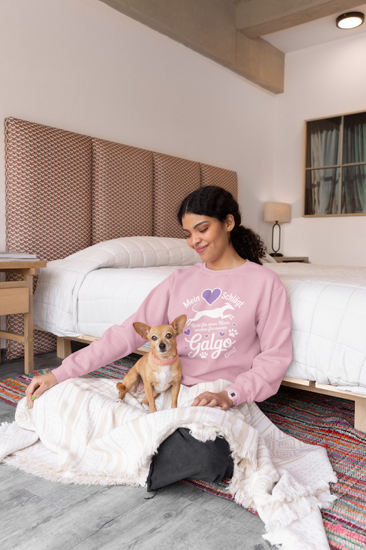 Mein Herz schlägt für mein Galgo Front - Unisex Erwachsenen Bio Changer Sweatshirt ST/ST SH