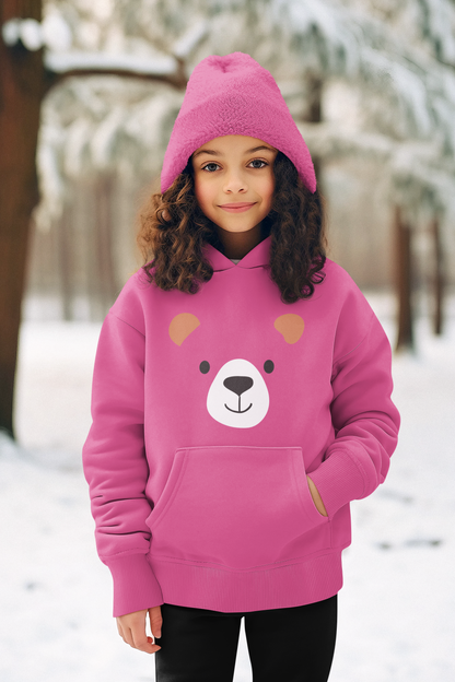 Cartoon Bären Gesicht - Hochwertiger Mittelschwerer Fleece-Hoodie für Jugendliche - Weltweit Verfügbar - GL