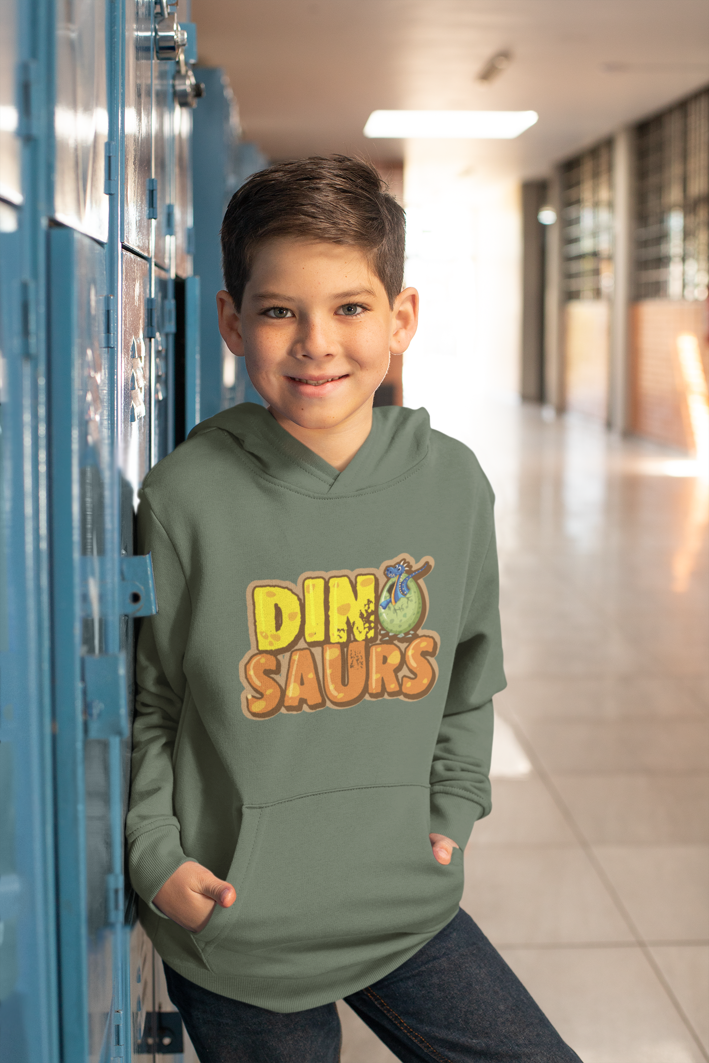 Hochwertiger Mittelschwerer Fleece-Hoodie für Jugendliche - Cartoon Dinosaurier schlüpft aus Ei - Weltweit verfügbar - GL