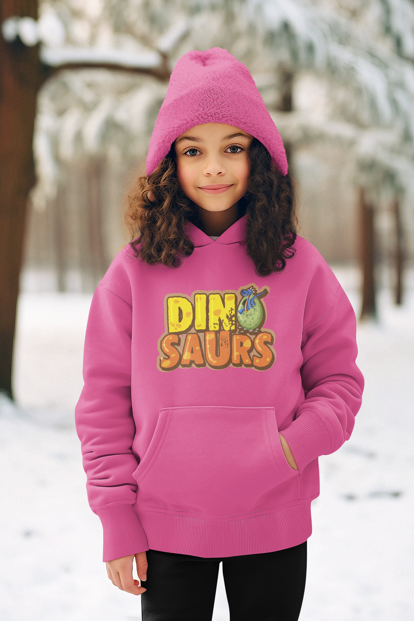 Hochwertiger Mittelschwerer Fleece-Hoodie für Jugendliche - Cartoon Dinosaurier schlüpft aus Ei - Weltweit verfügbar - GL