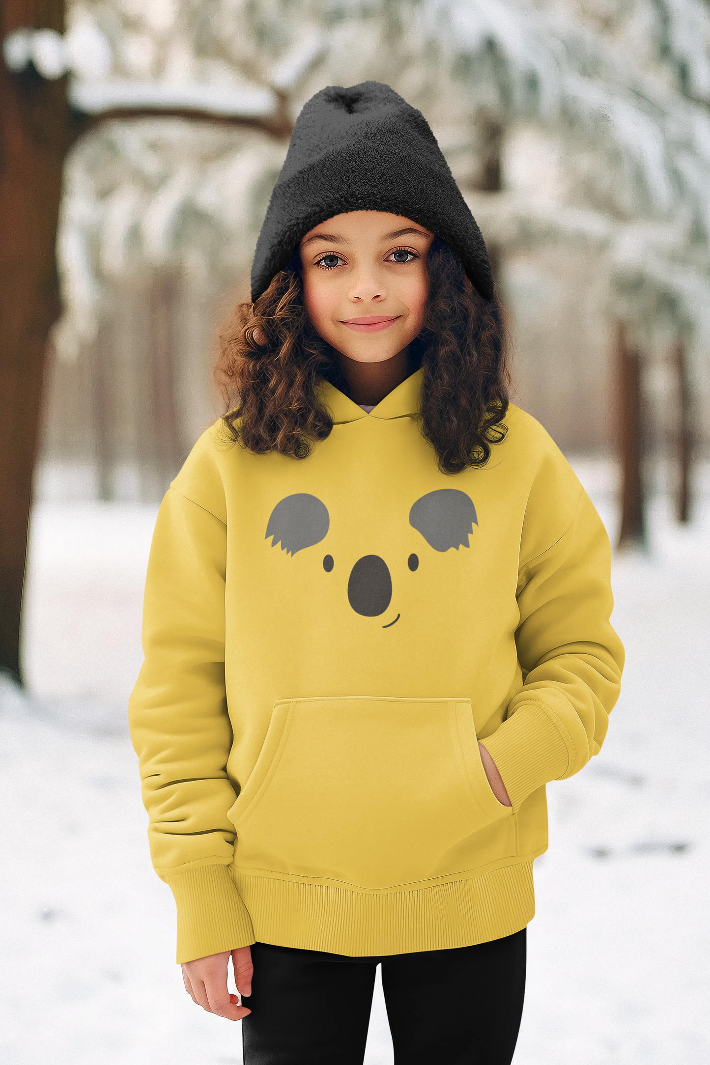 Hochwertiger Mittelschwerer Fleece-Hoodie für Jugendliche - Cartoon Koala Gesicht - Weltweit verfügbar - GL