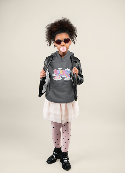 Einhorn liegt unter Rainbow Regenbogen - Hochwertiger Mittelschwerer Fleece-Hoodie für Jugendliche - Weltweit Verfügbar - GL
