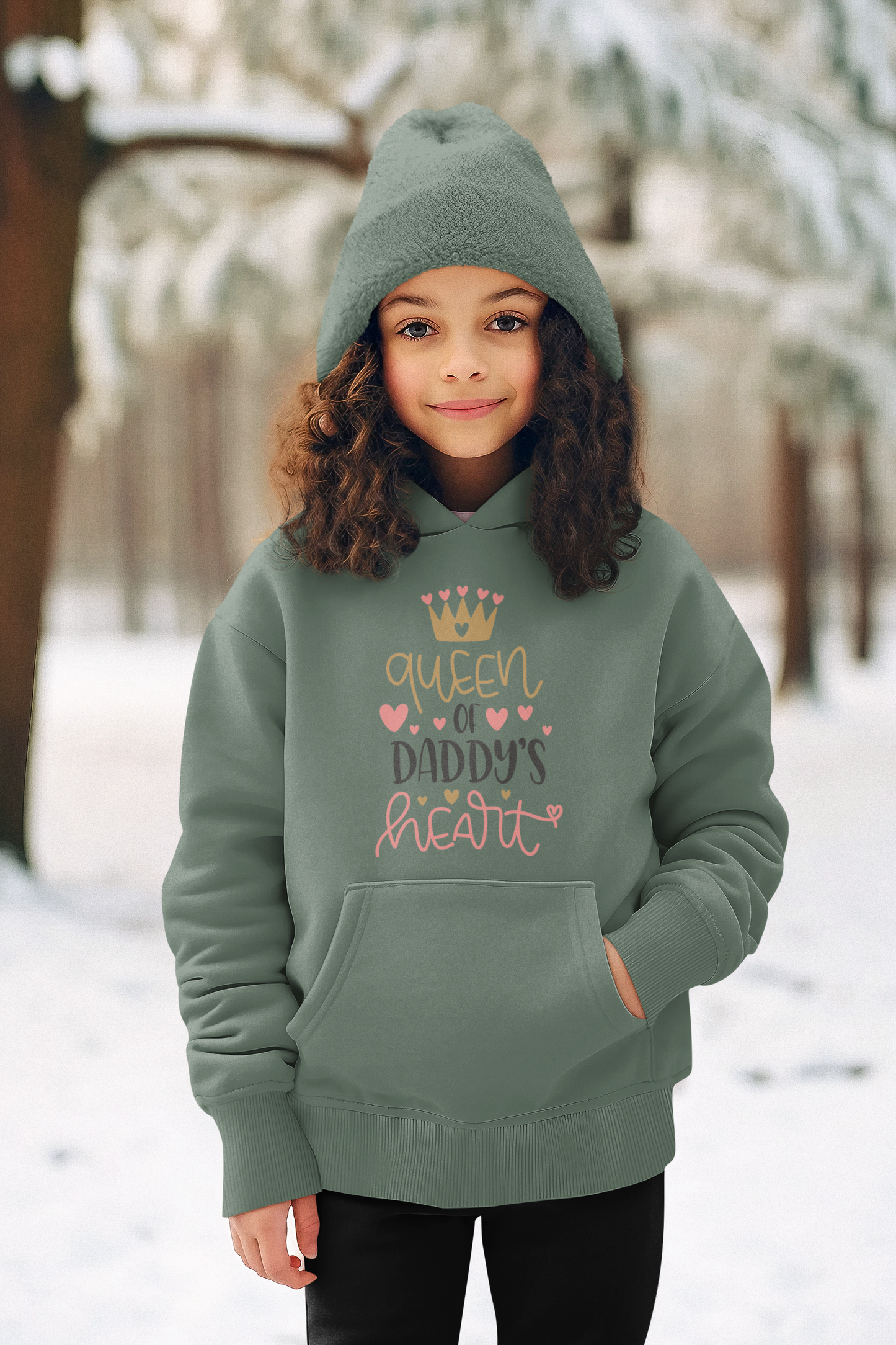 Hochwertiger Mittelschwerer Fleece-Hoodie für Jugendliche - Queen of Daddys heart - Weltweit verfügbar - GL