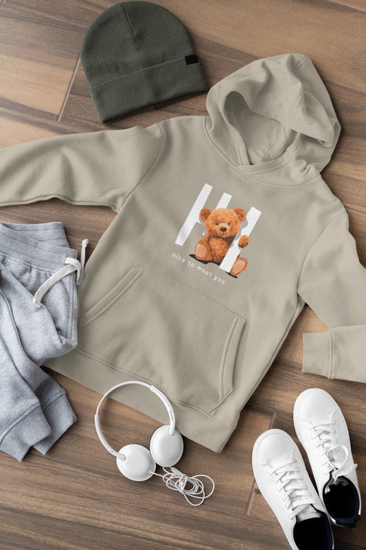 Teddy Hi nice to meet you - Hochwertiger Mittelschwerer Fleece-Hoodie für Jugendliche - Weltweit Verfügbar - GL