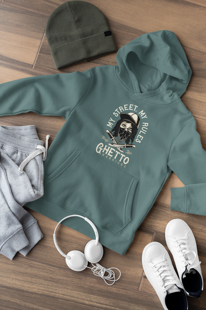 My Street My Rules Ghetto Warriors - Hochwertiger Mittelschwerer Fleece-Hoodie für Jugendliche - Weltweit Verfügbar - GL