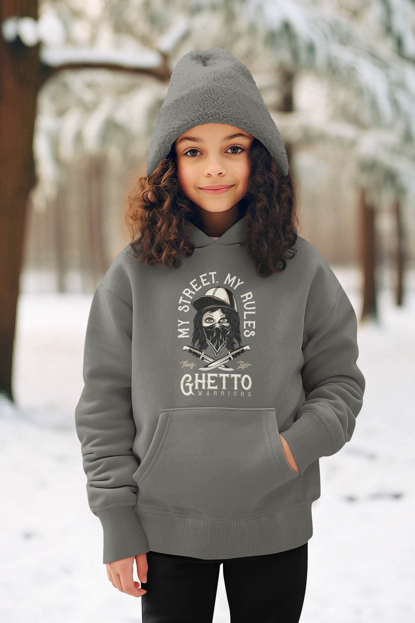 Kinder Hoodie Pullover Bio Baumwolle Hochwertig Langlebig - My Street My Rules Ghetto Warriors - Mini Cruiser Hoodie 2.0 ST/ST SH