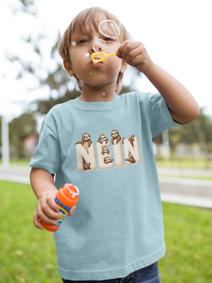 NEIN Faultiere - Kinder T-Shirt Kurzarm-Shirt Baumwolle Hochwertig Langlebig - T-Shirt Kids BC SH