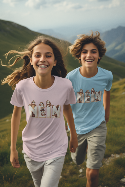 NEIN Faultiere - Kinder T-Shirt Kurzarm-Shirt Baumwolle Hochwertig Langlebig - T-Shirt Kids BC SH