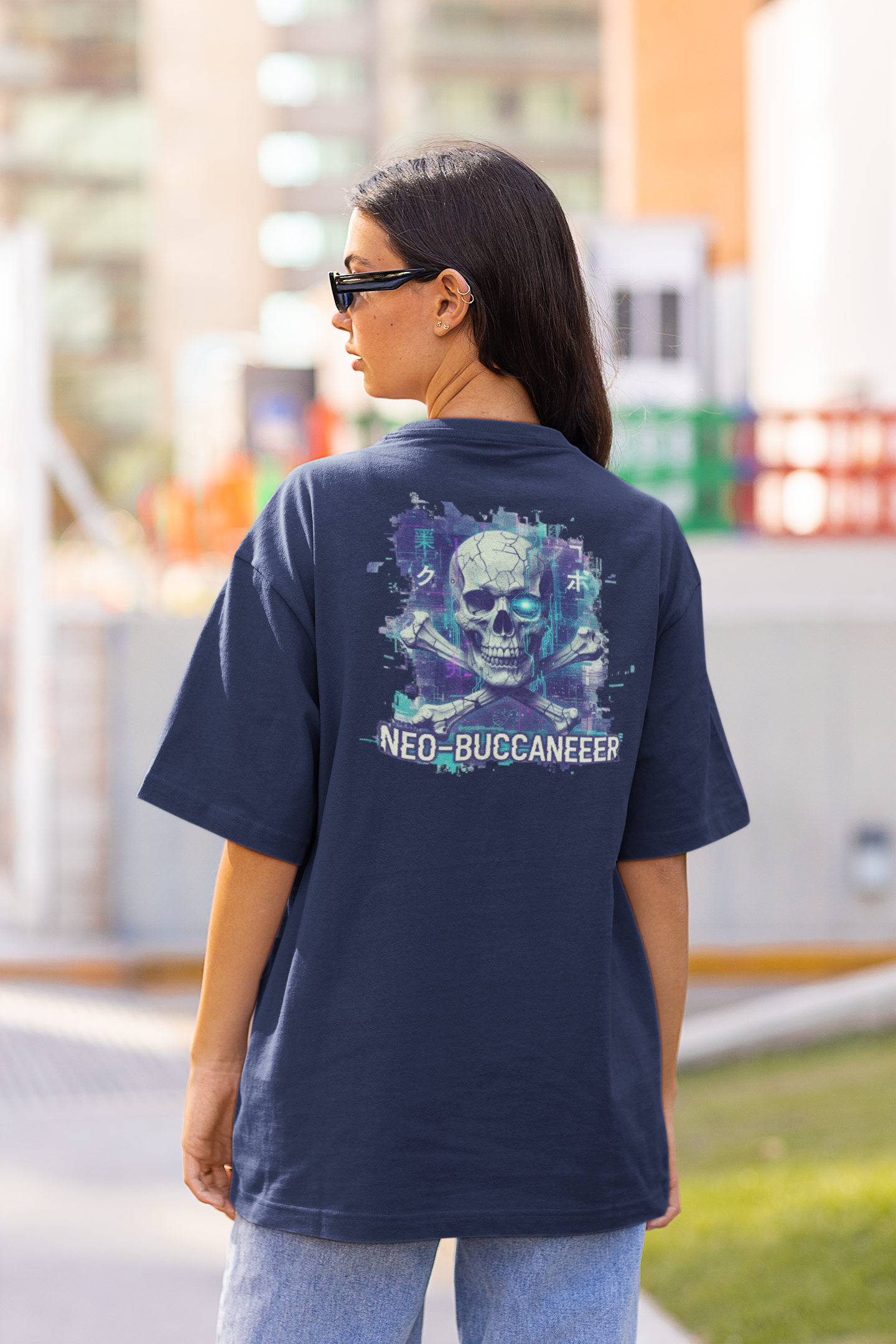 NEO-BUCCANEEER Streetwear Backprint - Freestyler Bio Oversized Unisex T-Shirt Erwachsenen SH